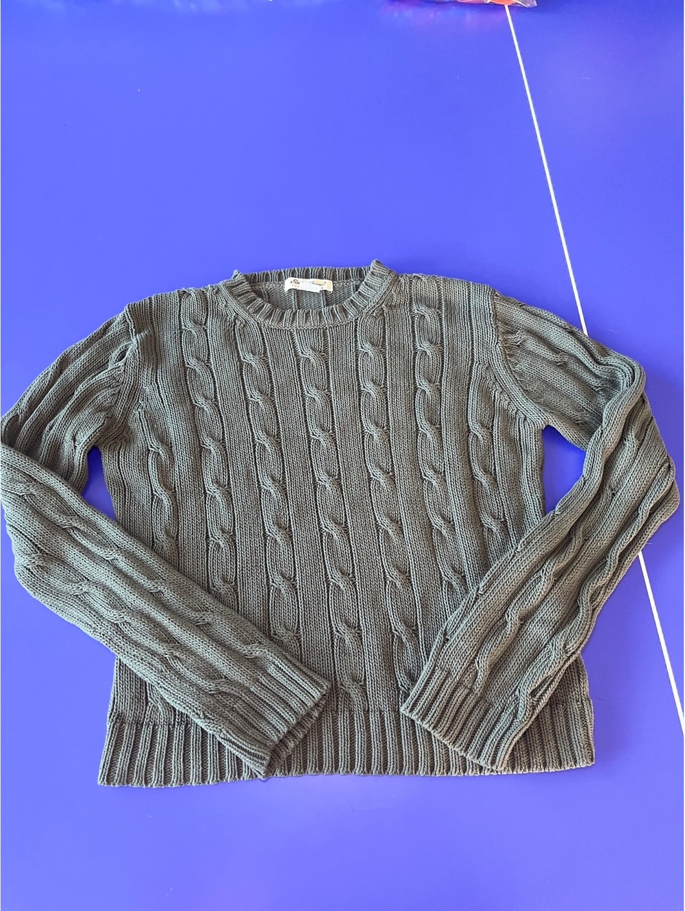 Eddie Bauer Olive Green Cable Knit Sweater Pullover Women’s M